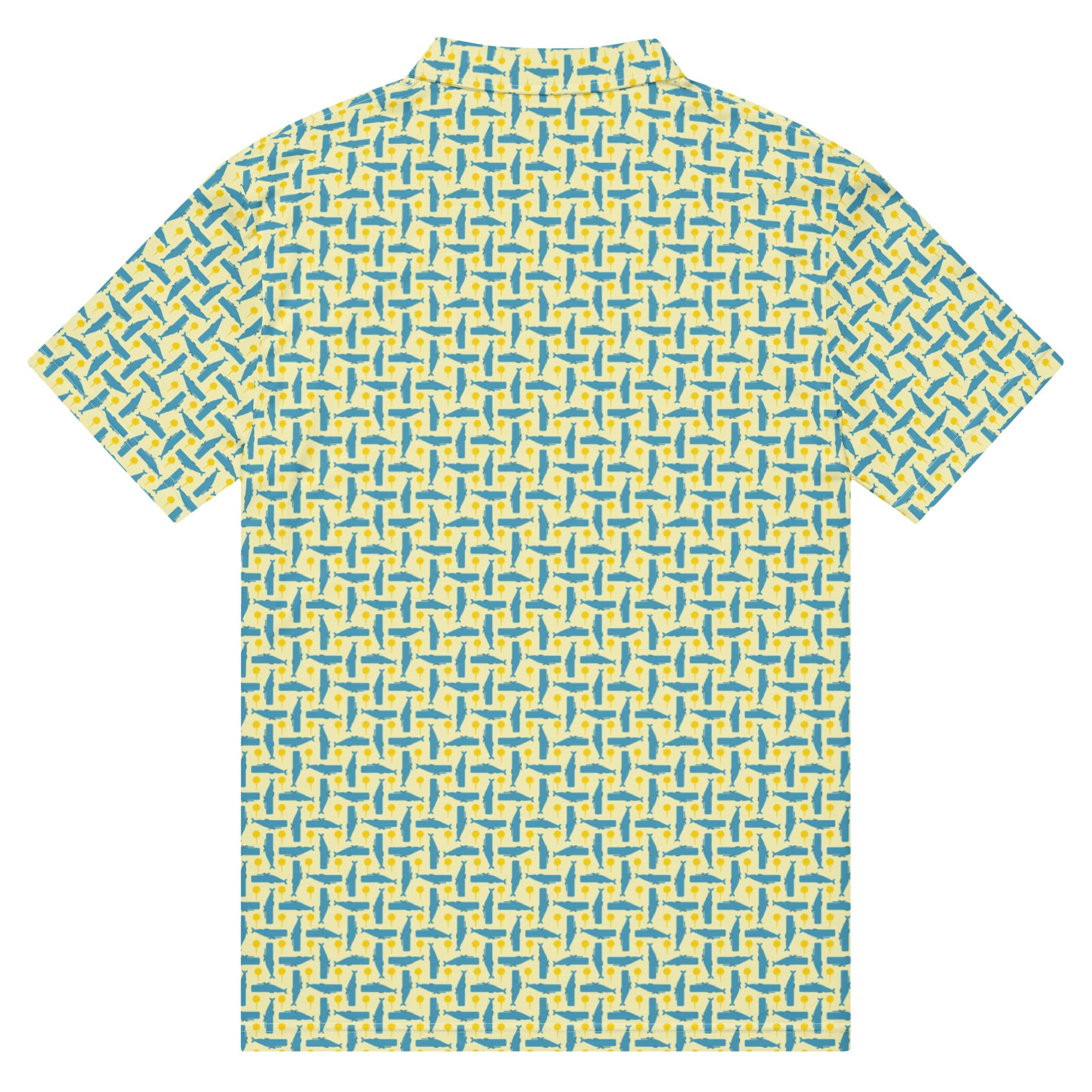 Men’s Slim Fit Golf Polo – Whale & Golf Tee Pattern-4