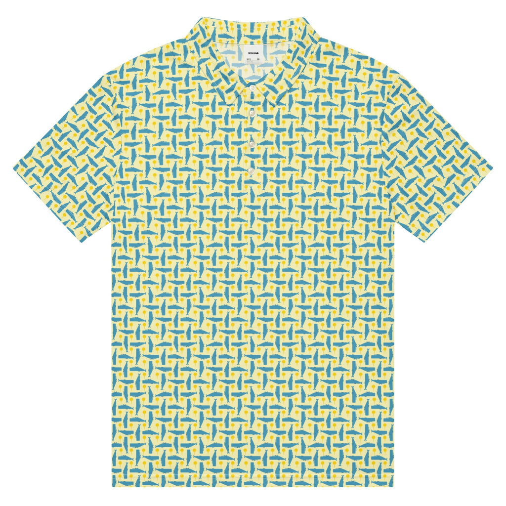 Men’s Slim Fit Golf Polo – Whale & Golf Tee Pattern-0
