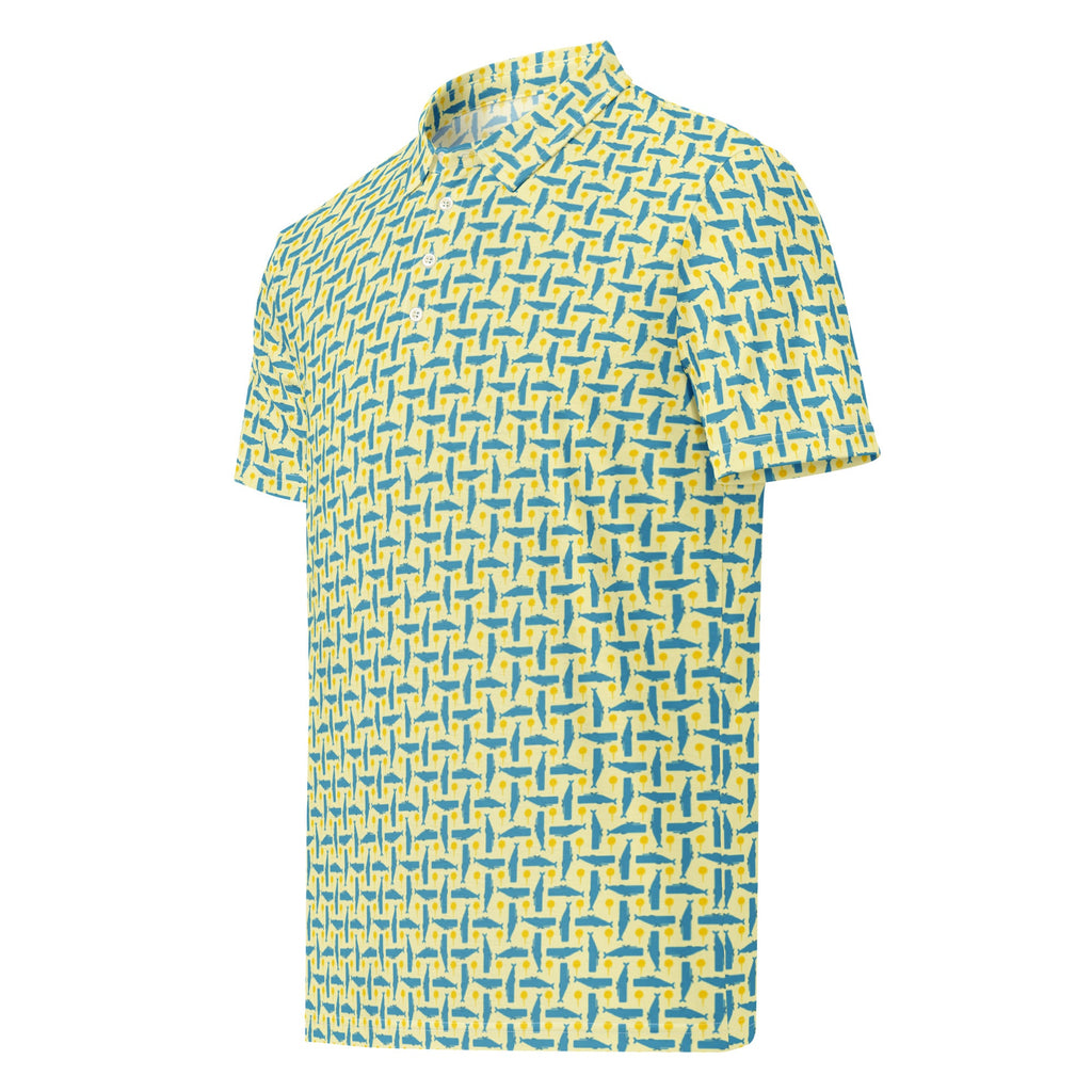 Men’s Slim Fit Golf Polo – Whale & Golf Tee Pattern-2