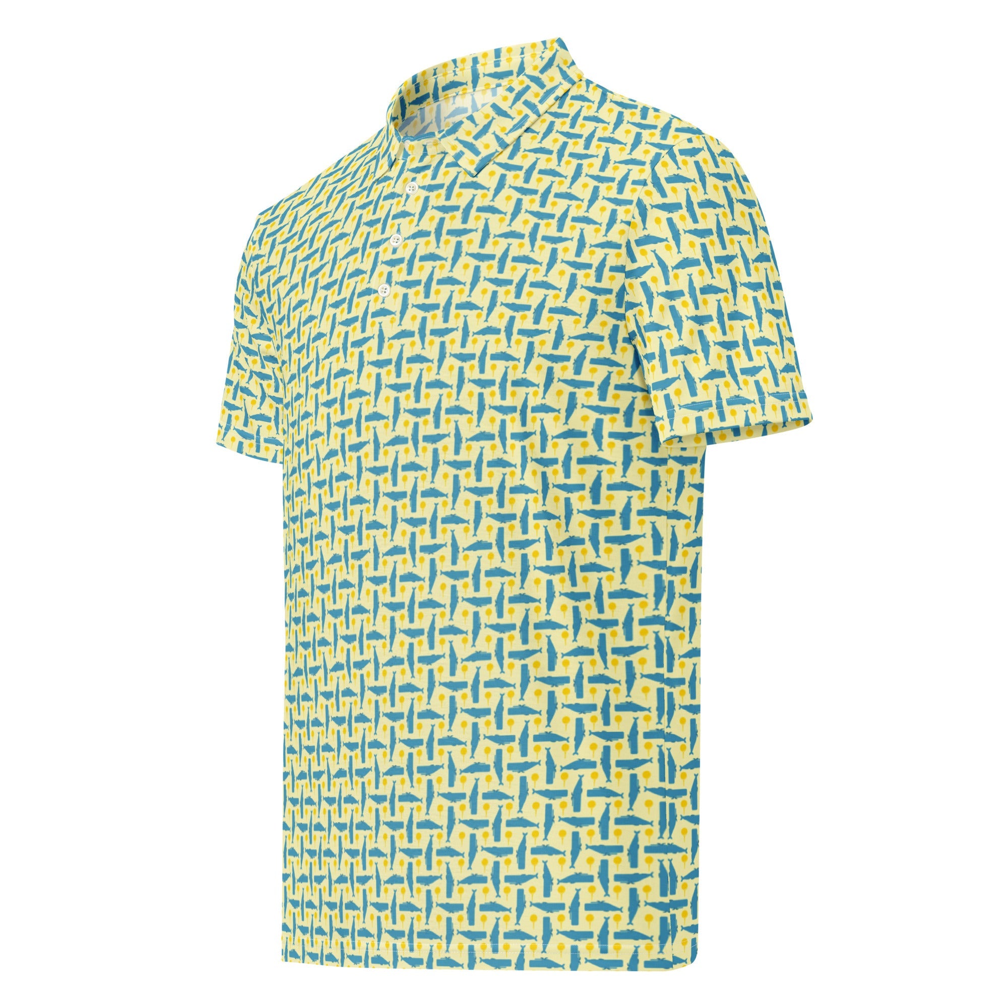 Men’s Slim Fit Golf Polo – Whale & Golf Tee Pattern-2