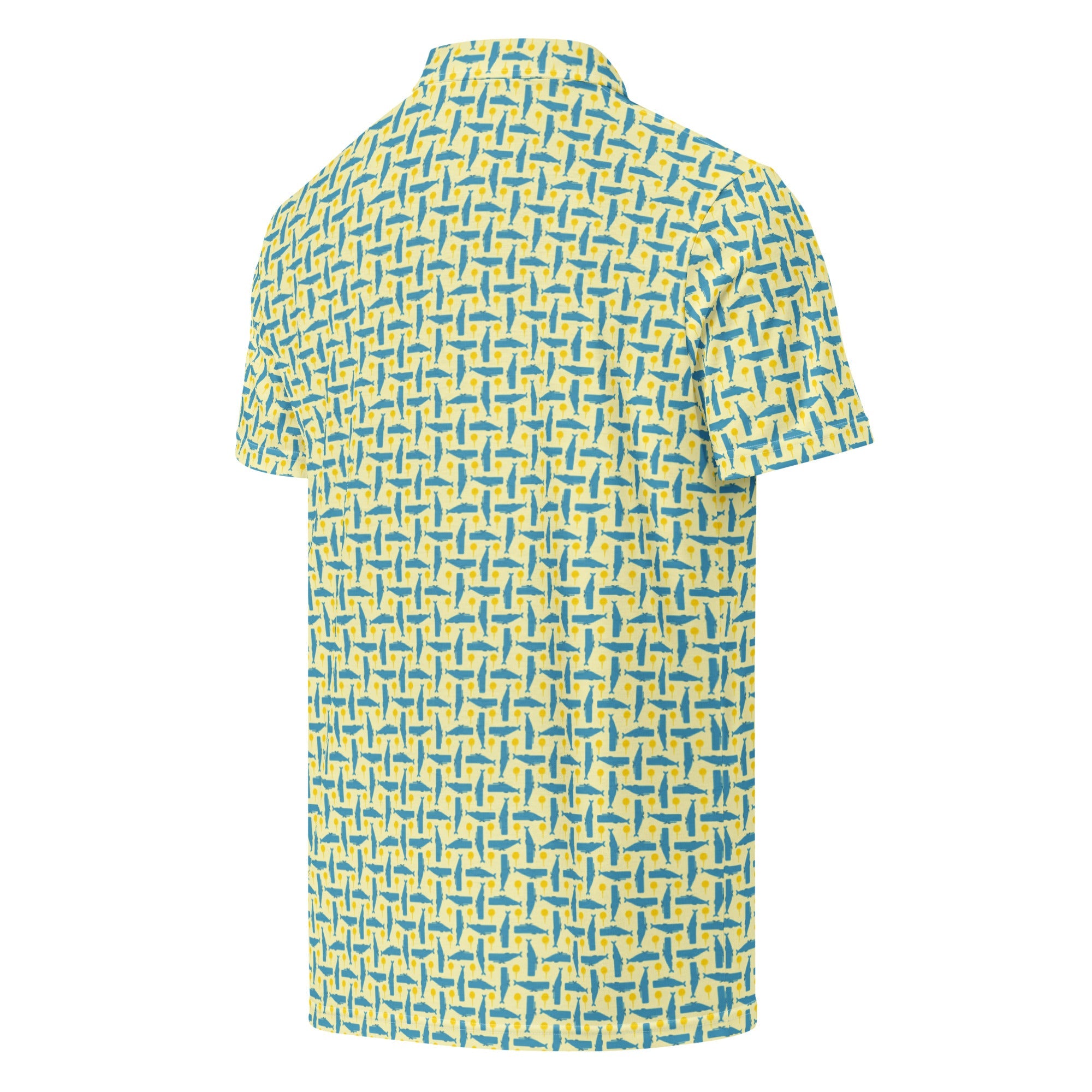 Men’s Slim Fit Golf Polo – Whale & Golf Tee Pattern-3